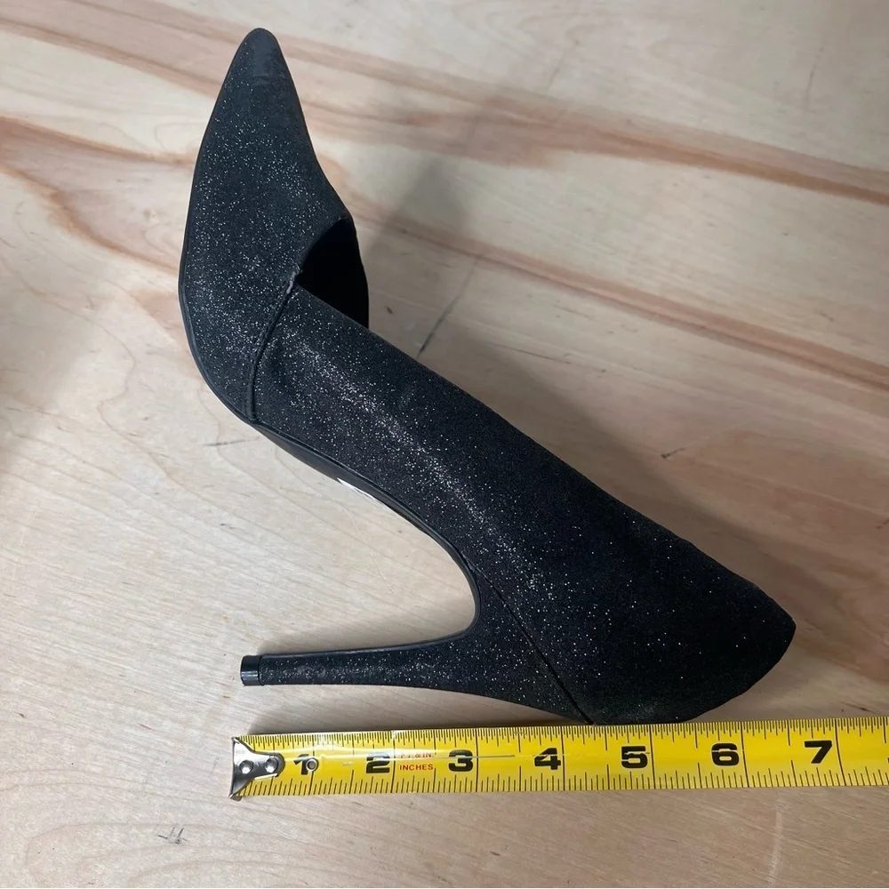 GUESS Black Glitter Sparkle Pumps Women’s 9 Cocktail Party Holiday 4” Heels‎